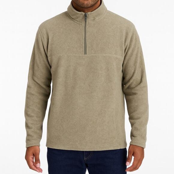 Croft & Barrow Tan Fleece Quarter Zip Pullover Men's Medium - Picture 1 of 5